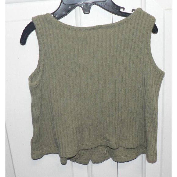 Seed Girls Ribbed Button Down Sleeveless Tank Top in Green Size 3 - Picture 2 of 3